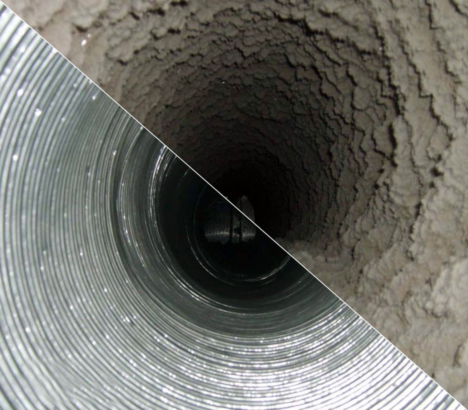 Ventilatiekanaal voor en na reiniging
