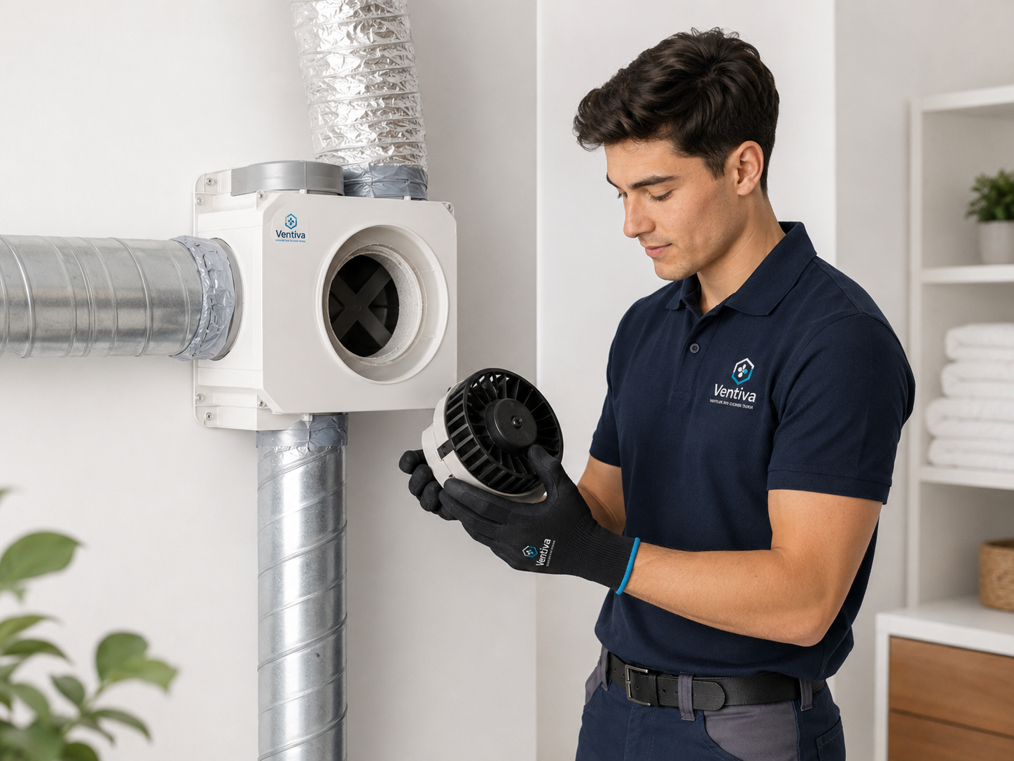 Meerdere ventilatie-units op een plat dak